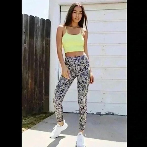 Free People Movement Navy Blue Eden Floral Leggings Sz M - Picture 2 of 10